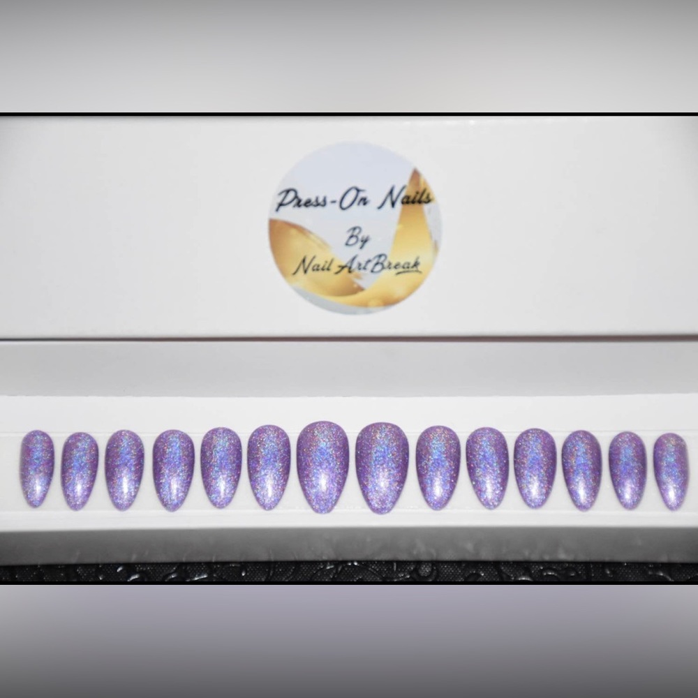 Purple Holographic Press On Nails
